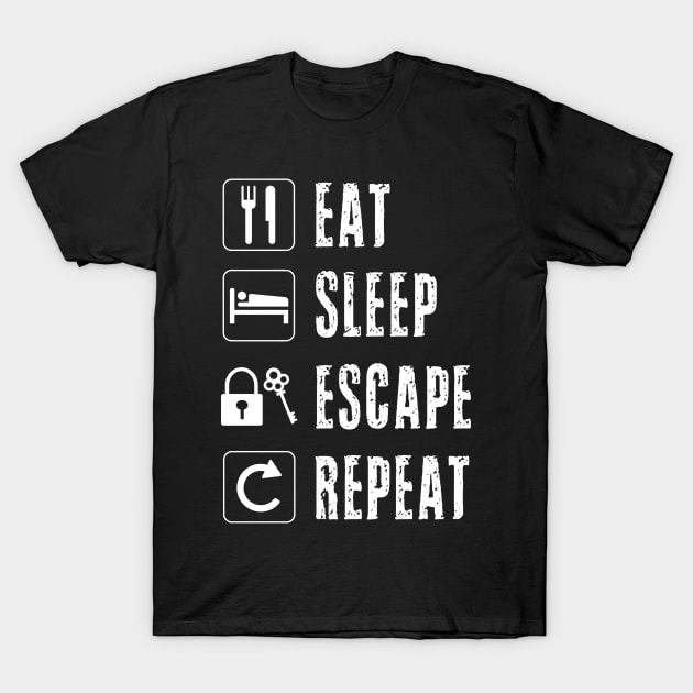 Eat Sleep Escape Repeat Room Queen Adventure Game Funny Gift T-Shirt by Shirtsurf